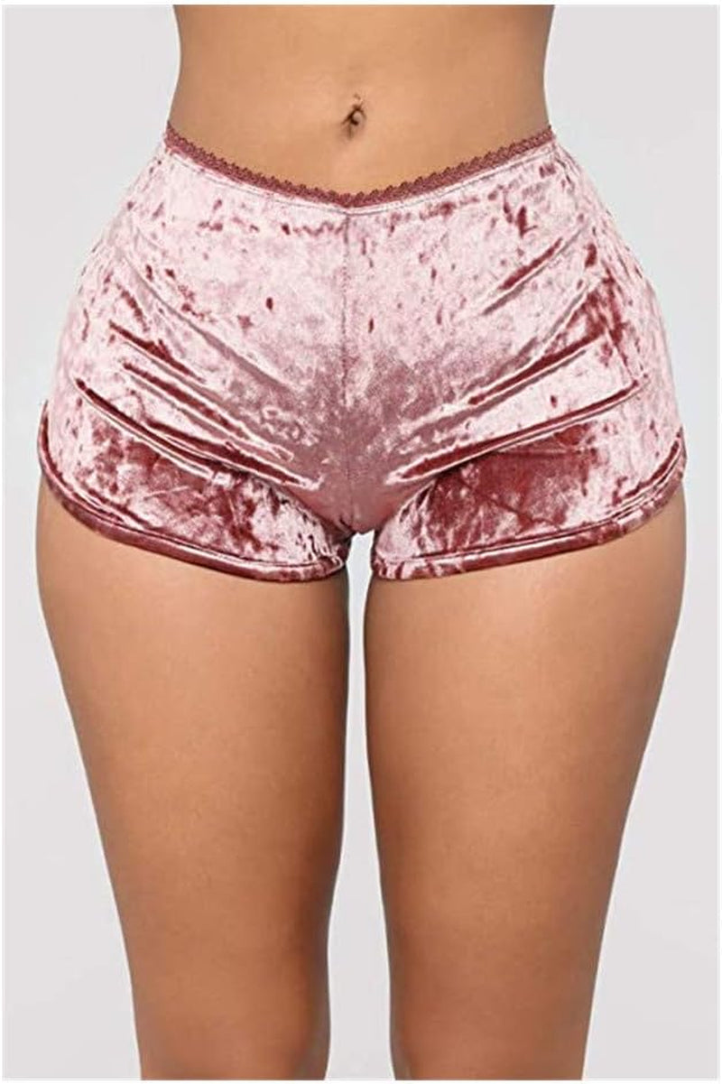 Velvet 2 Piece Spaghetti Strap Sleeveless Crop Top Camisole and Shorts Sleepwear