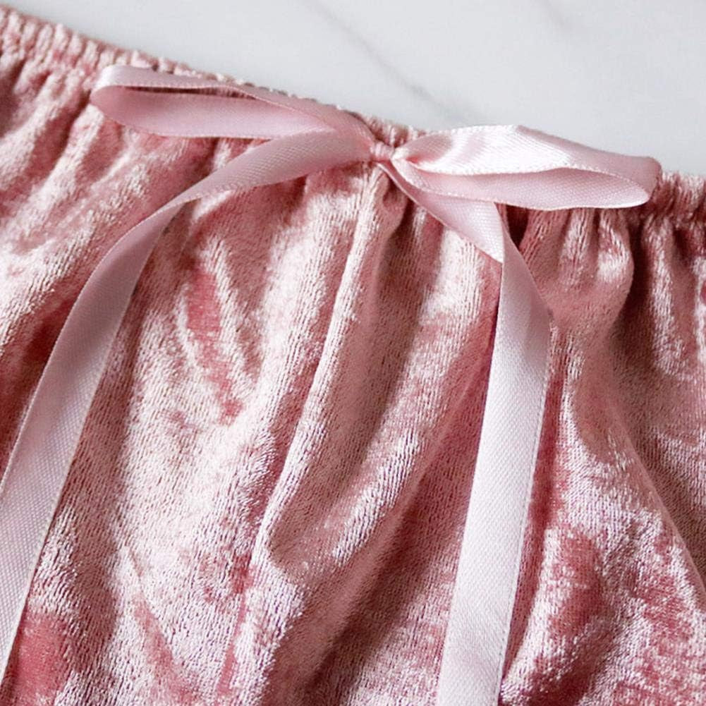 Velvet 2 Piece Spaghetti Strap Sleeveless Crop Top Camisole and Shorts Sleepwear