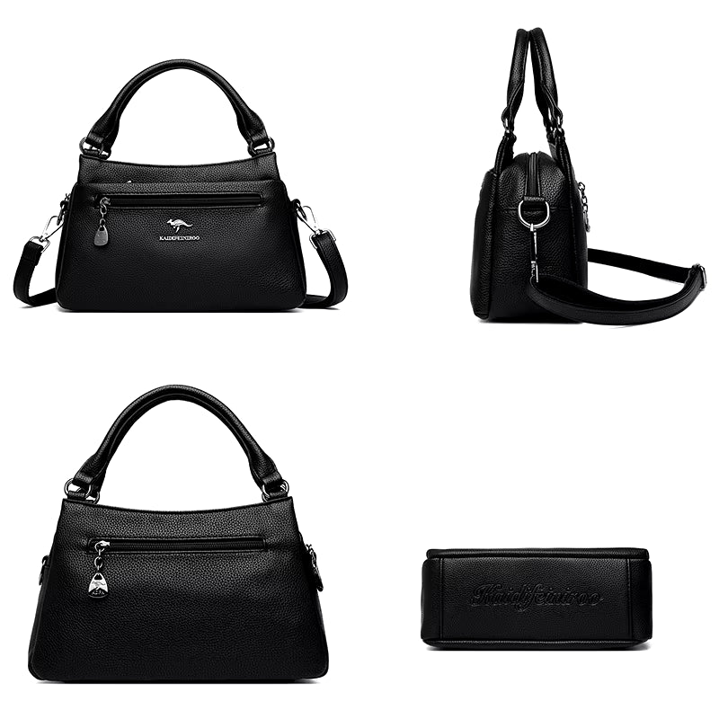 Elegant Luxury Top Layer Cowhide Handbag Solid Color Designer Brand
