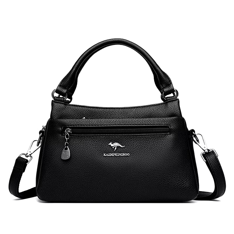 Elegant Luxury Top Layer Cowhide Handbag Solid Color Designer Brand