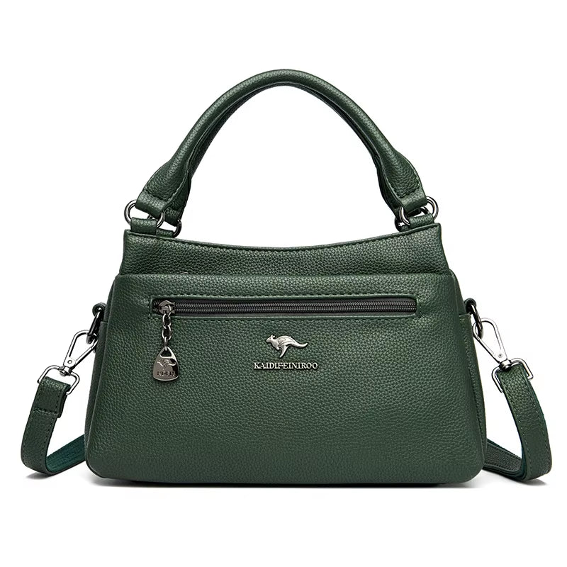 Elegant Luxury Top Layer Cowhide Handbag Solid Color Designer Brand