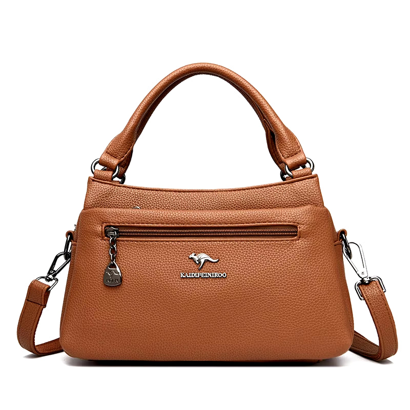 Elegant Luxury Top Layer Cowhide Handbag Solid Color Designer Brand