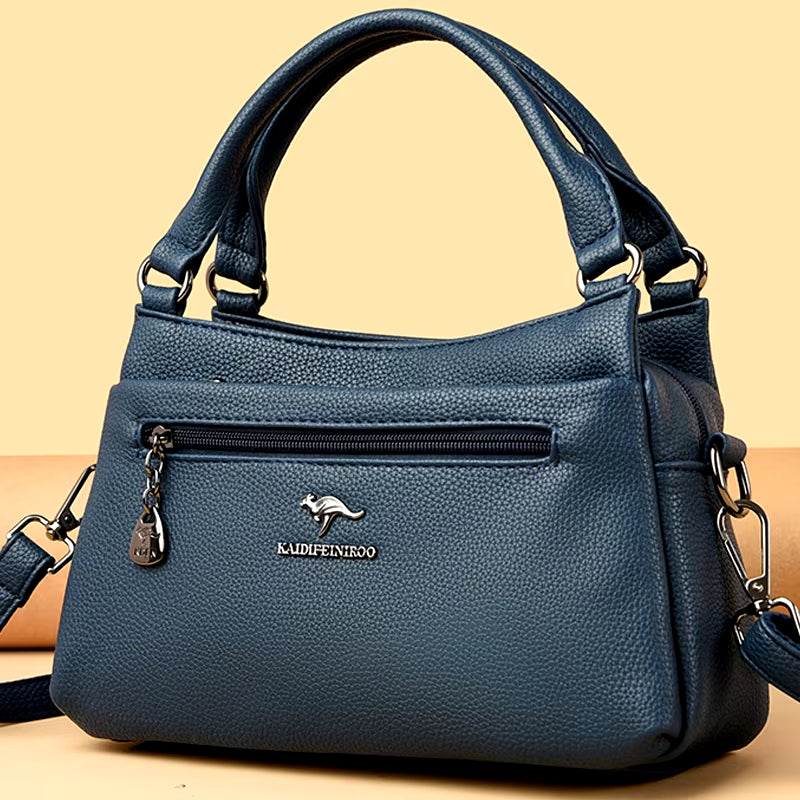 Elegant Luxury Top Layer Cowhide Handbag Solid Color Designer Brand
