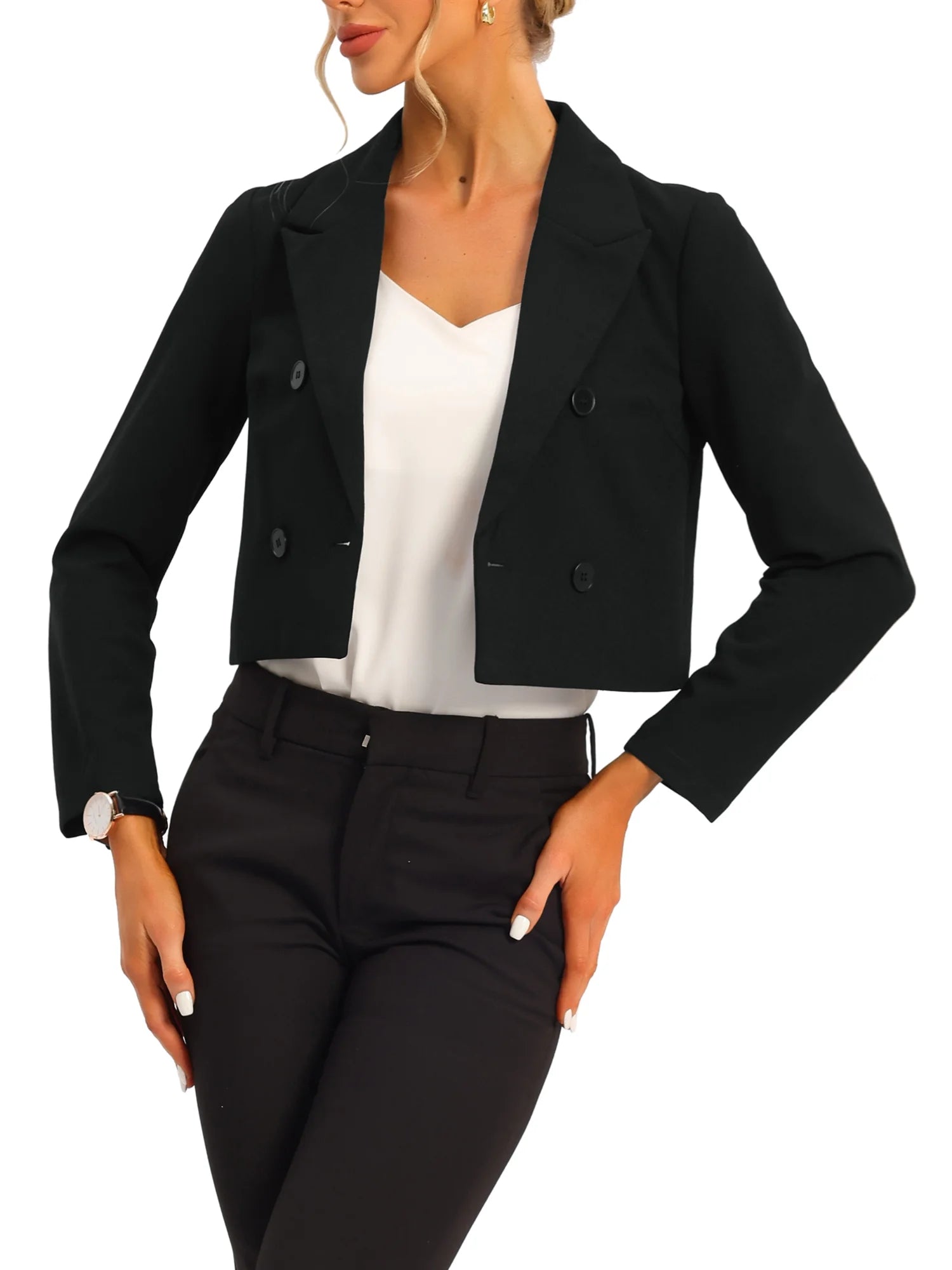 Casual Office Blazer Notched Lapel Collar 