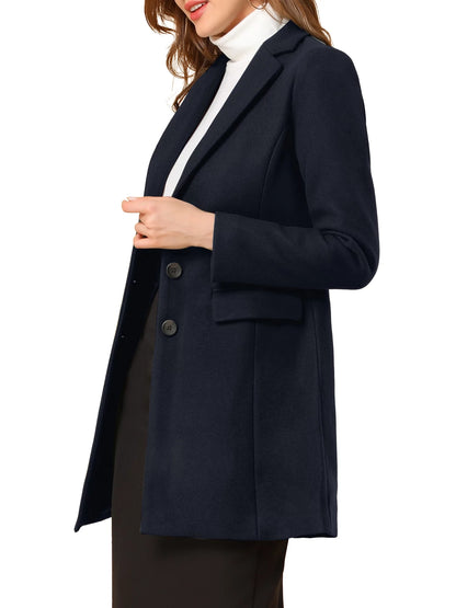 Long Coat Notched Lapel Long Sleeves Single Breasted