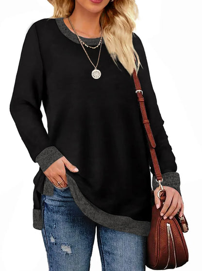 Long Sleeve Tunic Tops Side Split