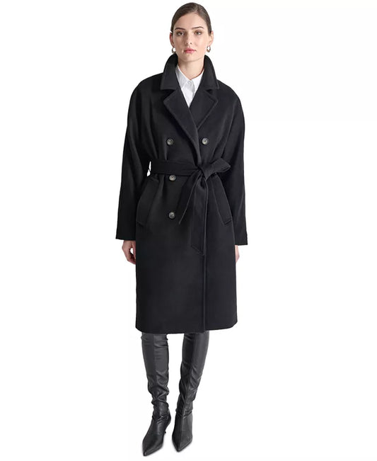 Double-Breasted Belt Wrap Coat