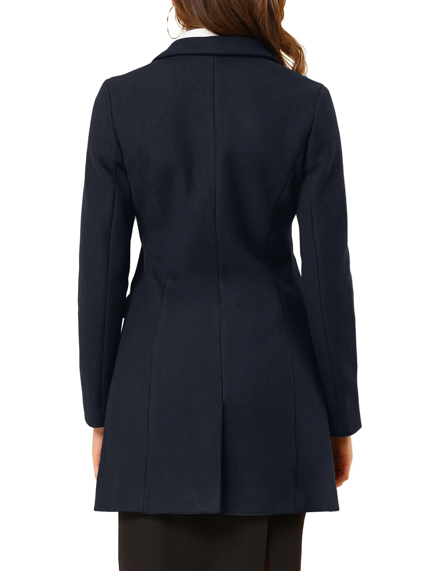 Long Coat Notched Lapel Long Sleeves Single Breasted