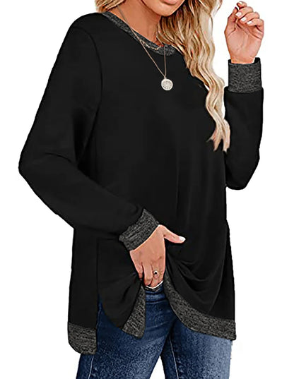 Long Sleeve Tunic Tops Side Split