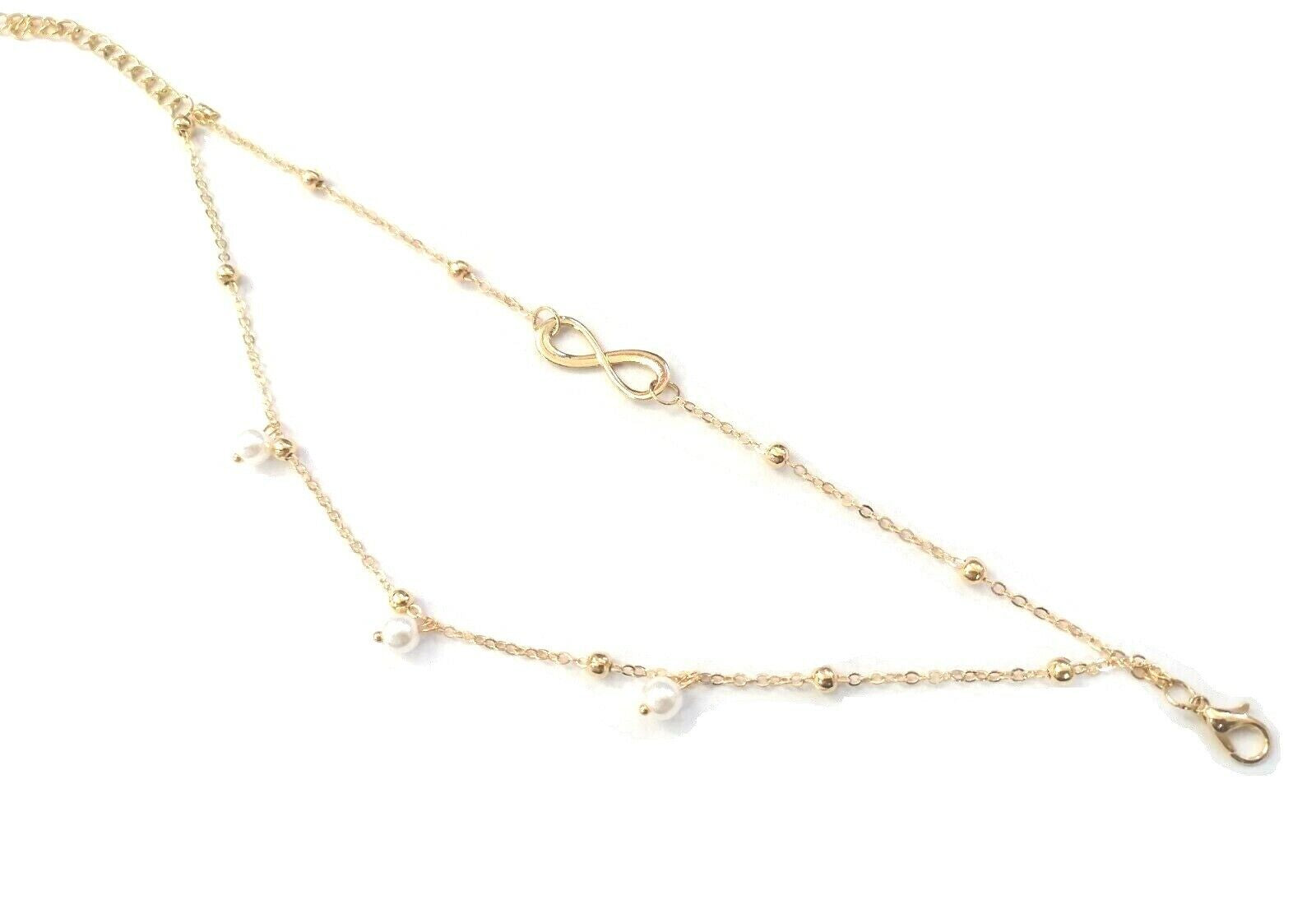 Alloy Gold Plated Double Layer Charm Love Ring Chain Anklet