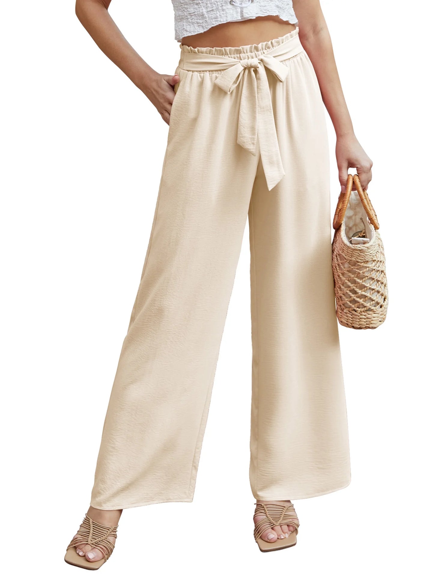 Office Casual Wide Leg Pants High Waisted Loose Flowy Beach Palazzo Pants