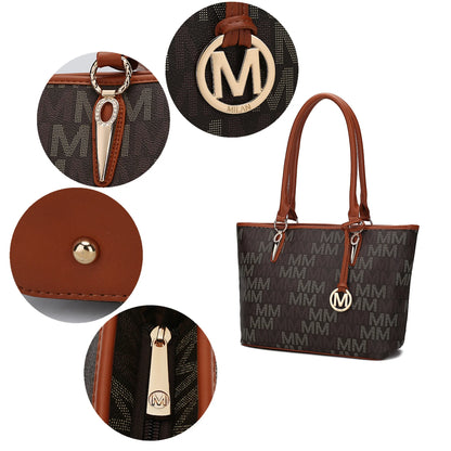 Alexy Tote Bag, Small Tote Bag, Pouch Purse & Wristlet Wallet Bag 4 Pcs Handbag Set by Mia K - Beige