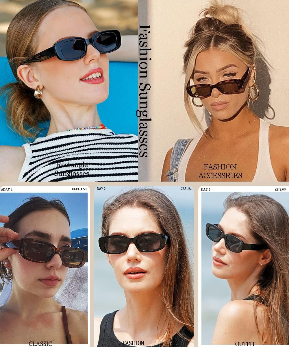 Trendy Rectangle Retro Fashion Sunglasses 