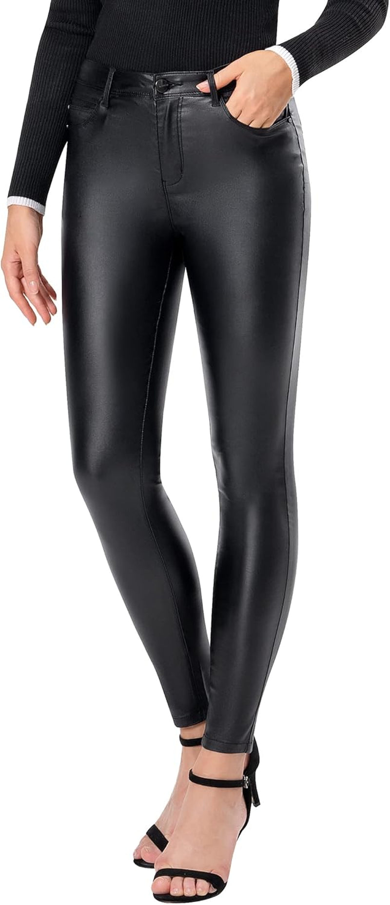 Faux Leather Leggings High Waist Stretchy Pants