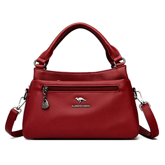 Elegant Luxury Top Layer Cowhide Handbag Solid Color Designer Brand 