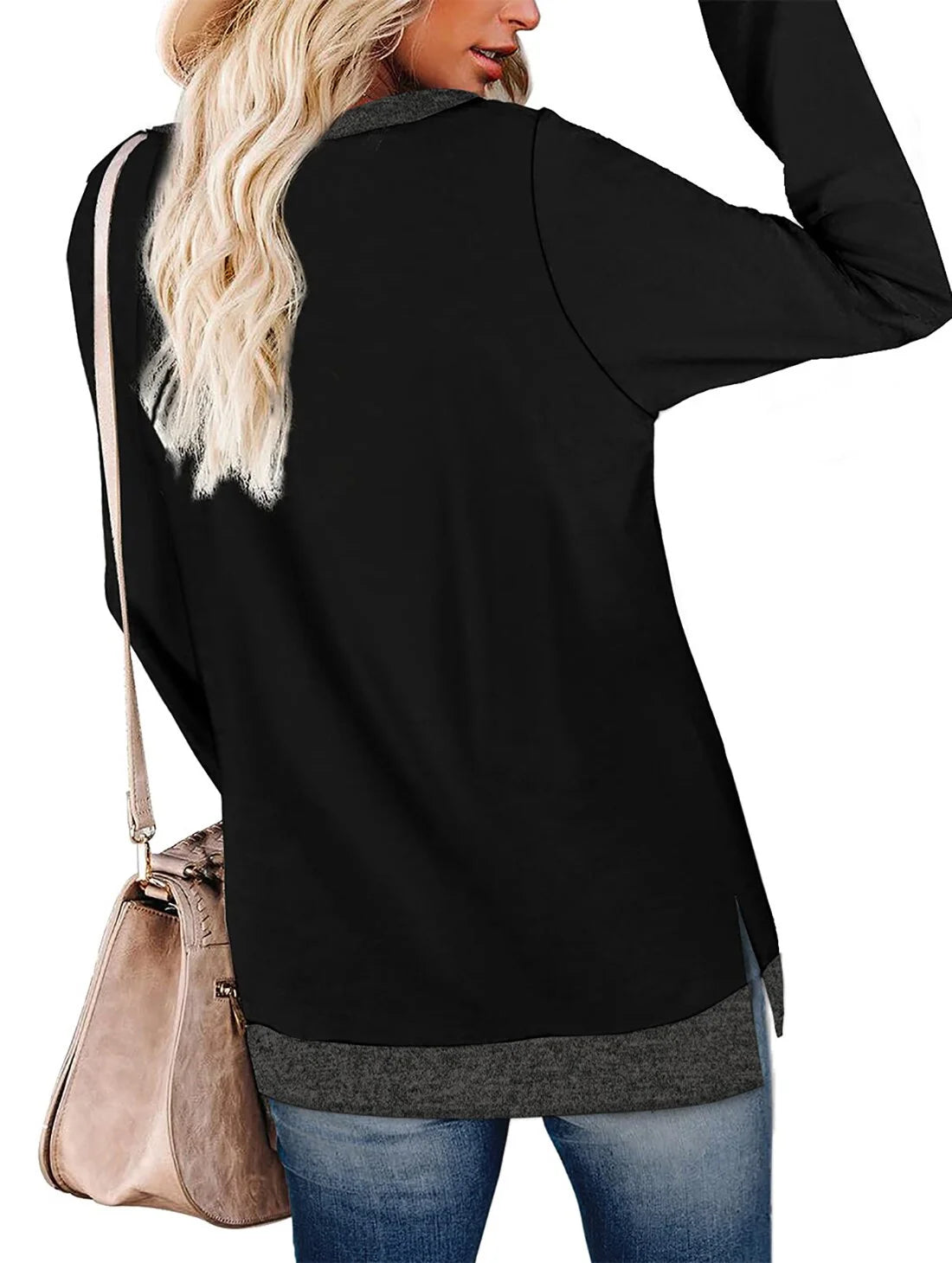 Long Sleeve Tunic Tops Side Split