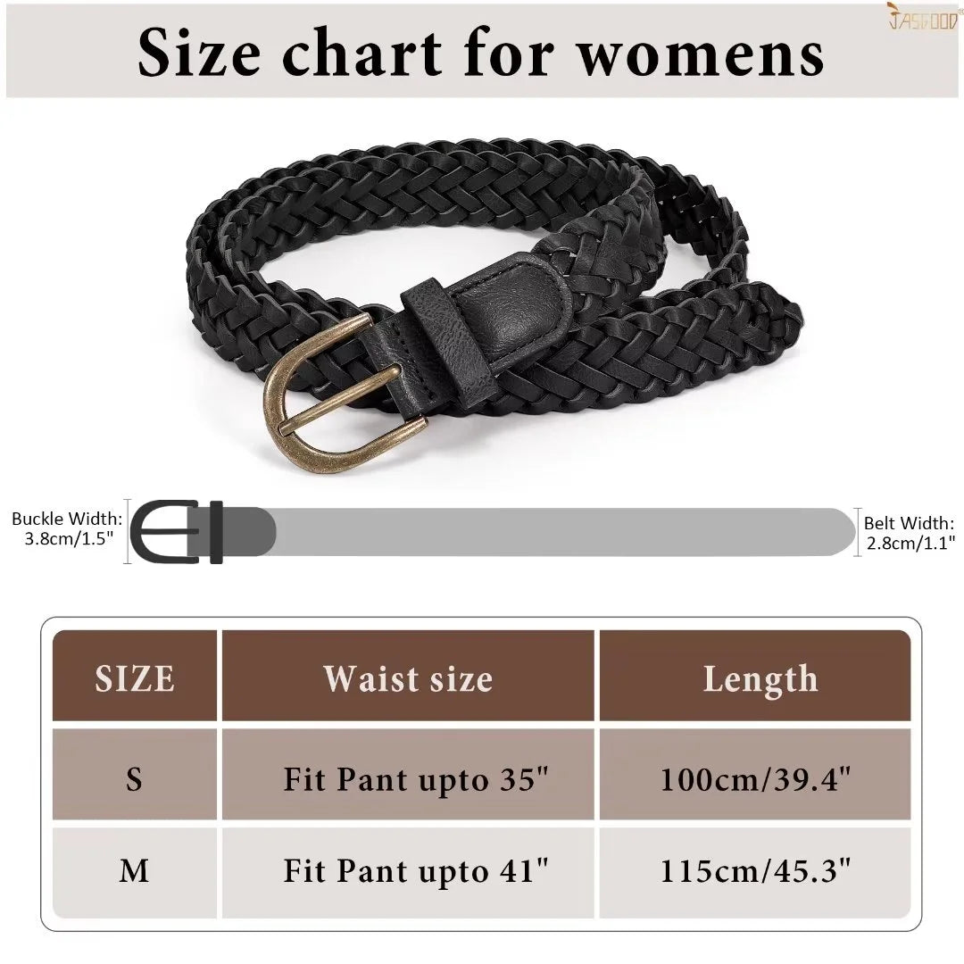 Set of 4 Skinny Braided Leather Belts Thin