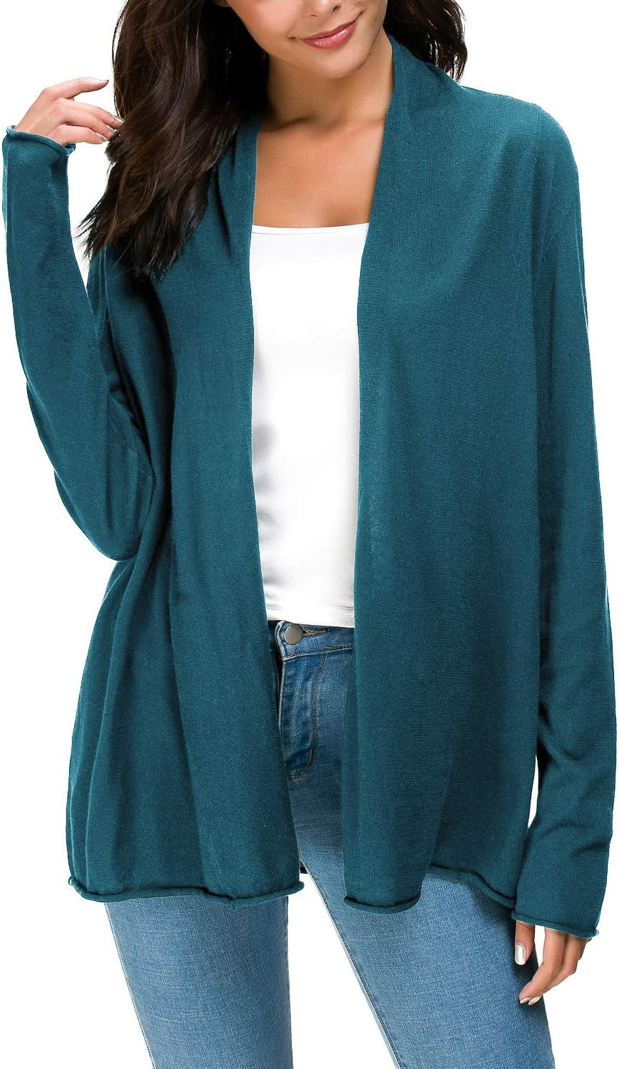 Long Sleeve Open Front Casual Thin Cardigan