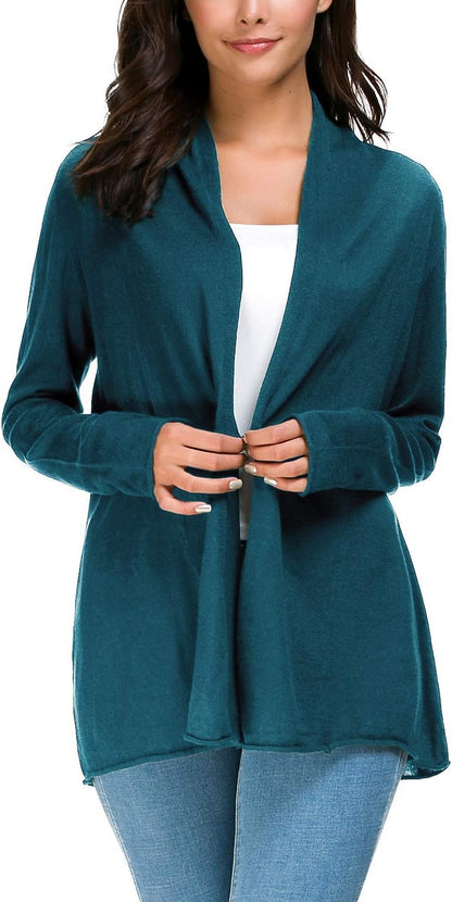 Long Sleeve Open Front Casual Thin Cardigan