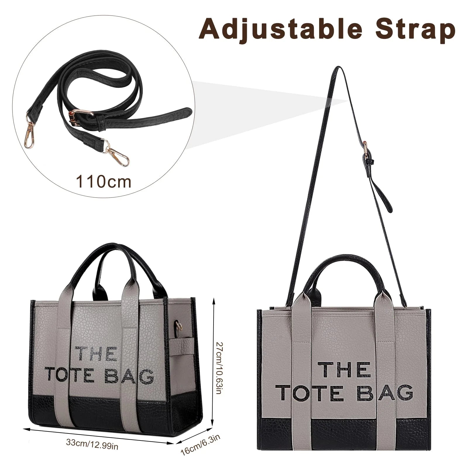 Tote Bag Leather Leisure with Zipper