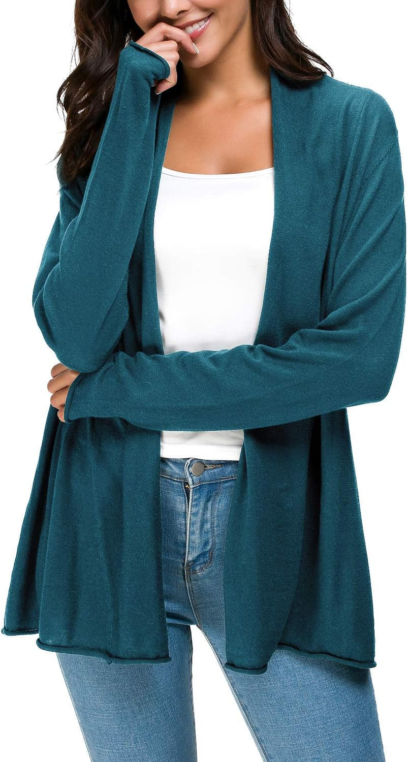 Long Sleeve Open Front Casual Thin Cardigan