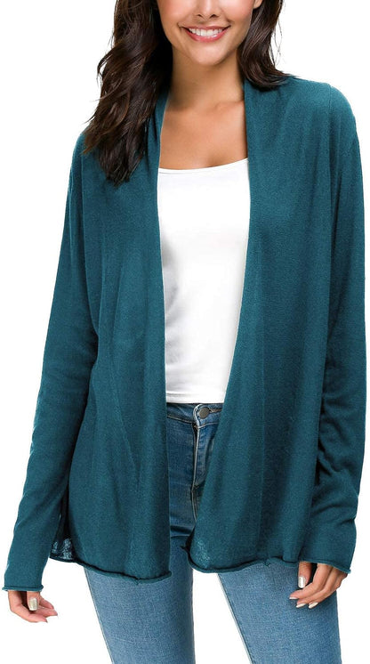 Long Sleeve Open Front Casual Thin Cardigan