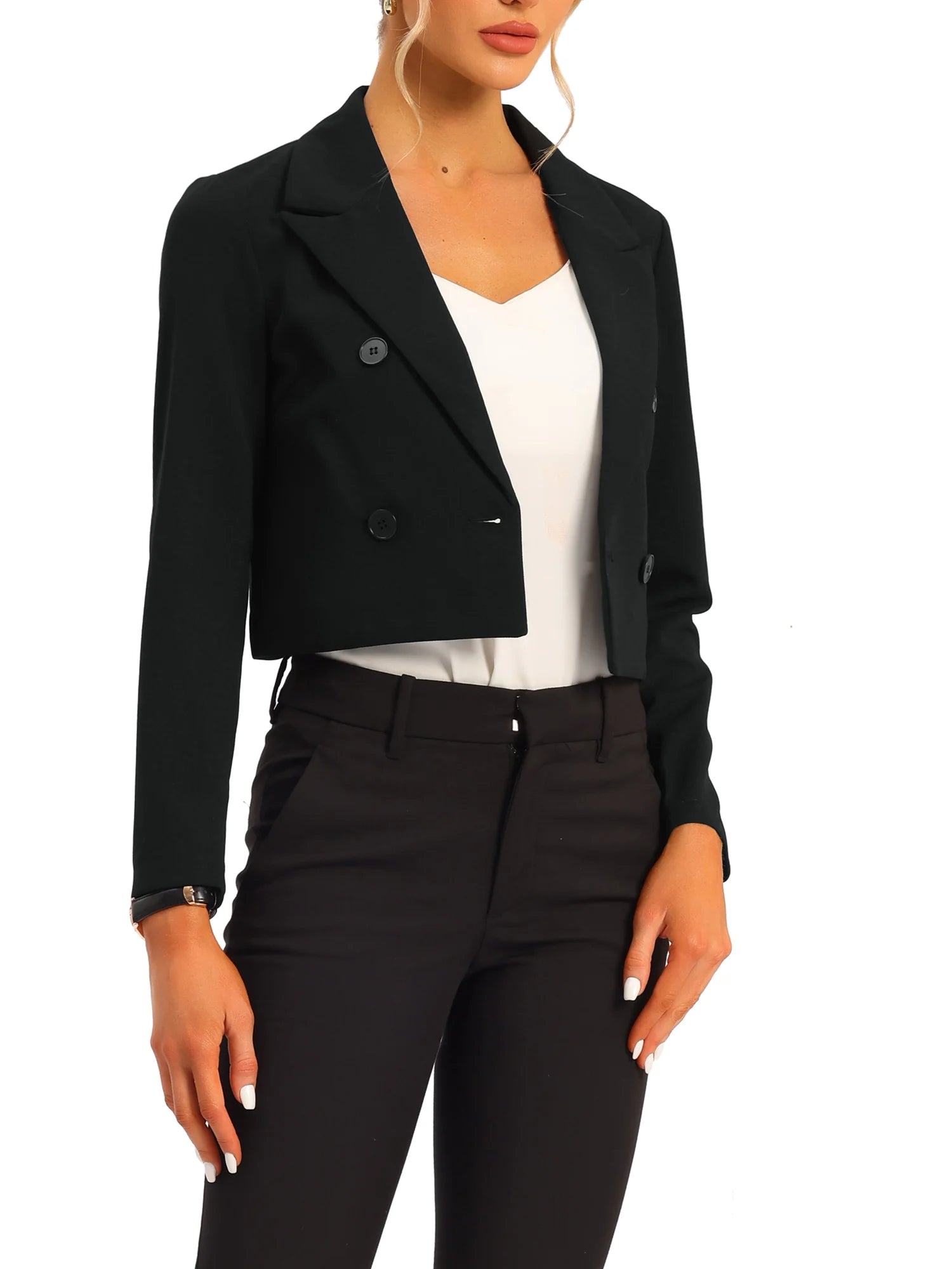 Casual Office Blazer Notched Lapel Collar 