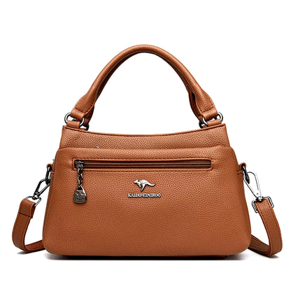 Elegant Luxury Top Layer Cowhide Handbag Solid Color Designer Brand 