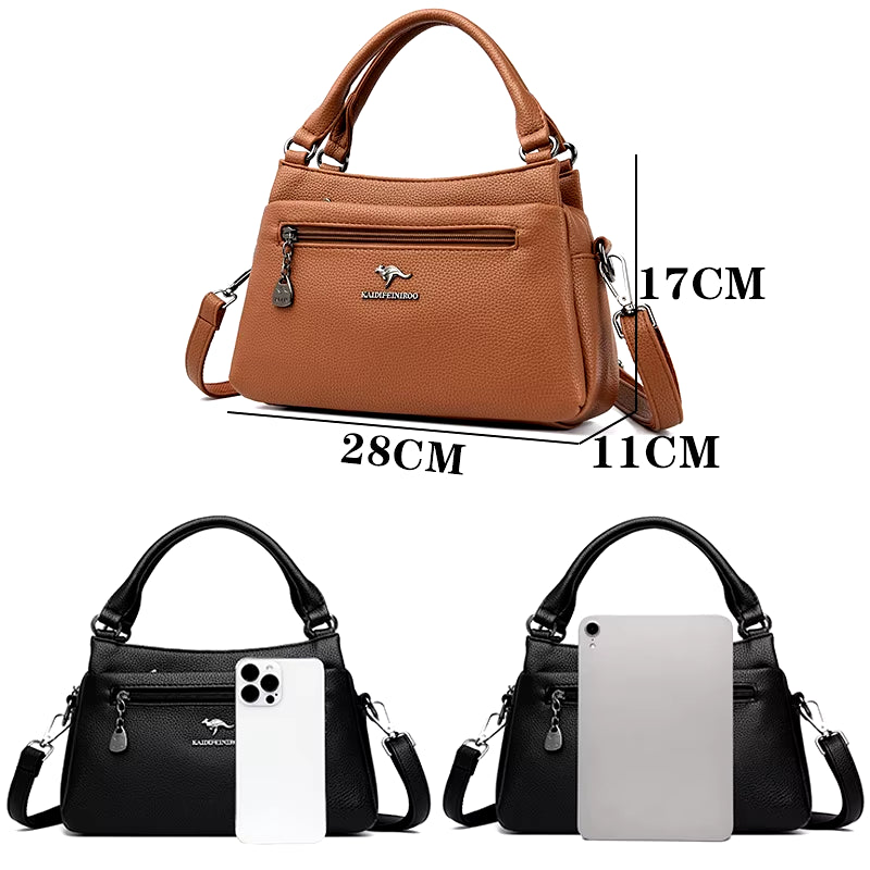 Elegant Luxury Top Layer Cowhide Handbag Solid Color Designer Brand 