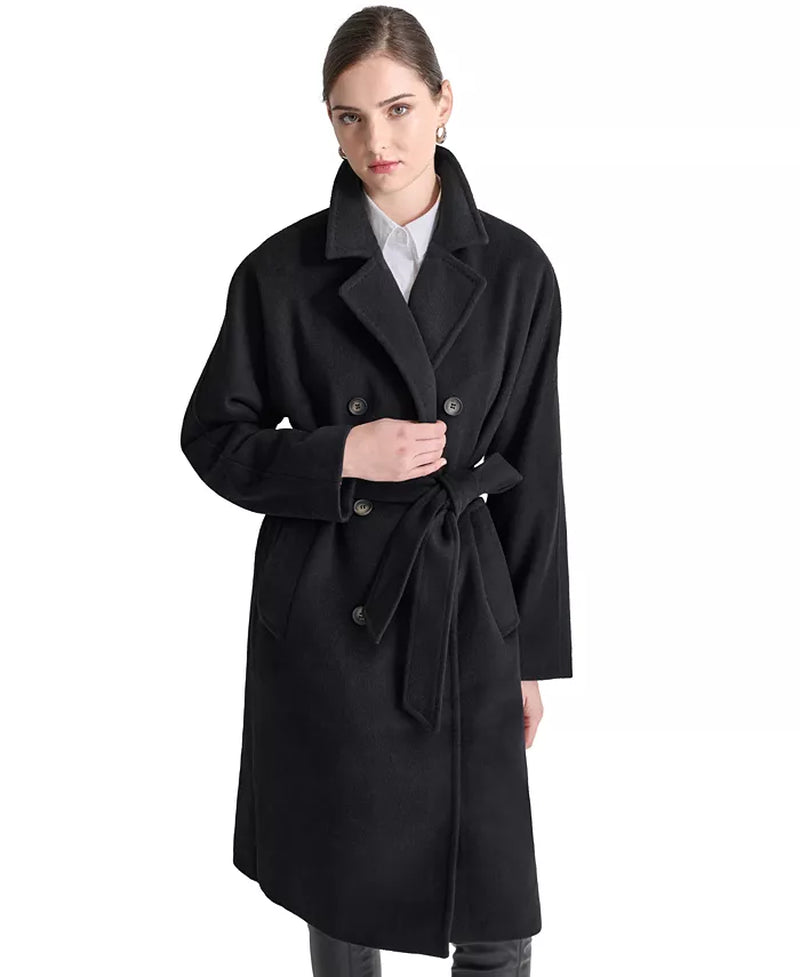 Double-Breasted Belt Wrap Coat